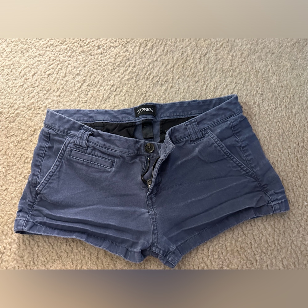 Express Women's Slate Blue Cotton Blend Shorts